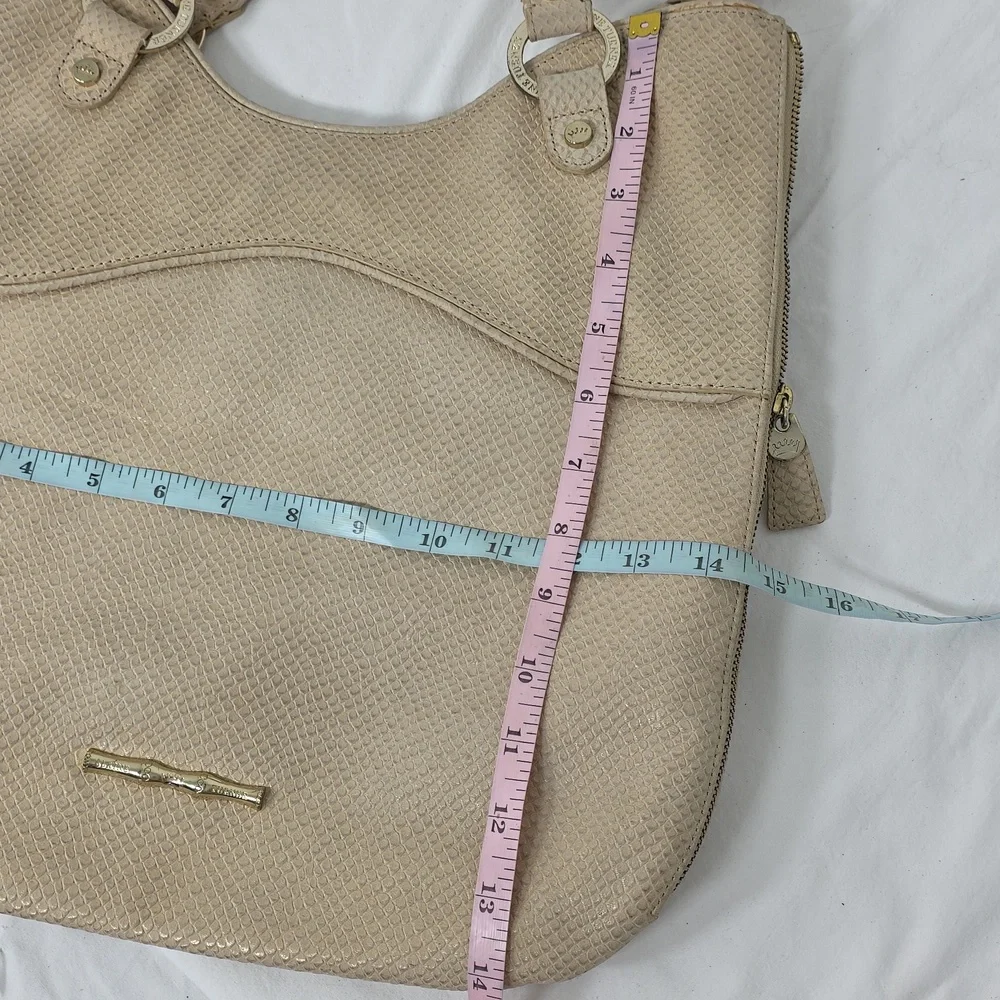 ELAINE TURNER SNAKE SKIN LEATHER PURSE HANDBAG PURSE‎ BEIGE